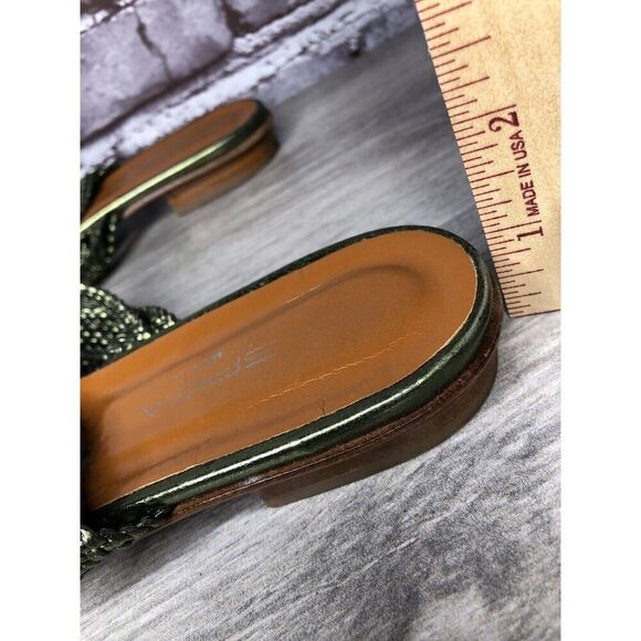 Via Spiga Metallic Green Leather Braided Flats Sandals Women’s Sz 8.5M US/39EU - Picture 10 of 16